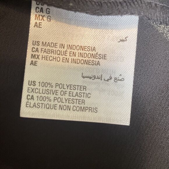 Alfani Smocked Peplum Top Black LARGE Buttons Long‎ Sleeve Office Dressy *READ - Picture 8 of 9